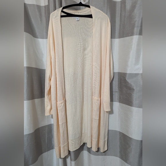 Women's Peach Long Open Front Knit Cardigan Size: 5X - Picture 8 of 8